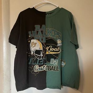 h&m split color football tshirt size xl